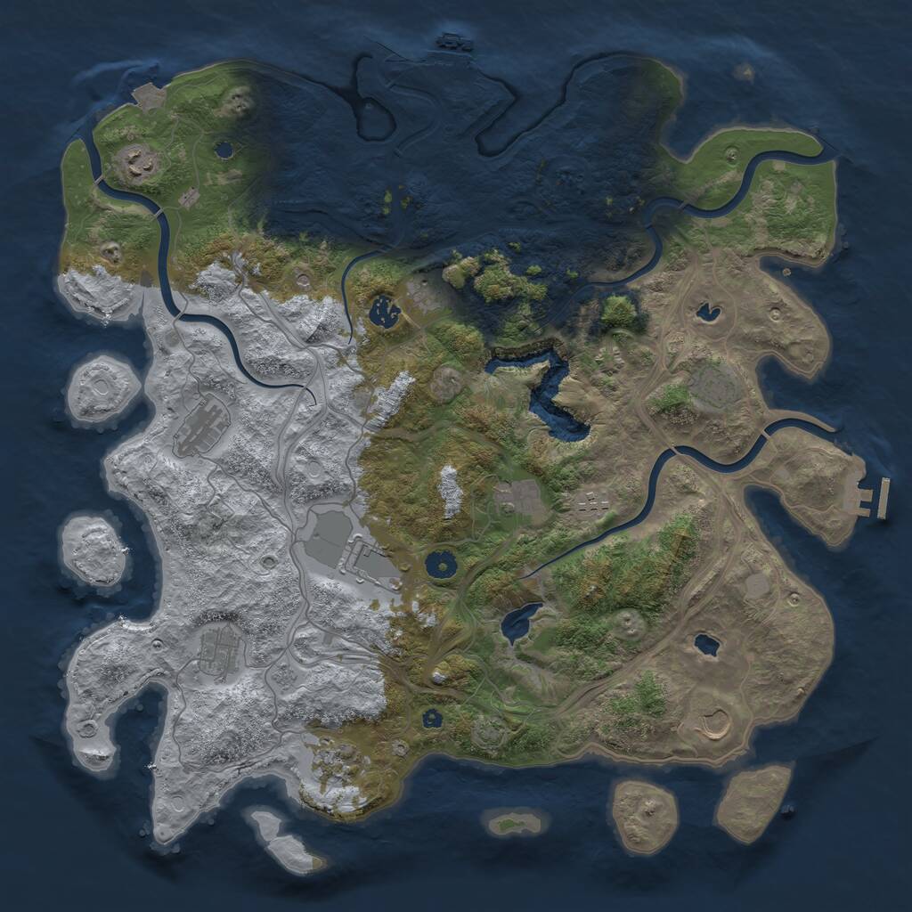 Rust Map: Procedural Map, Size: 4500, Seed: 1362180, 17 Monuments