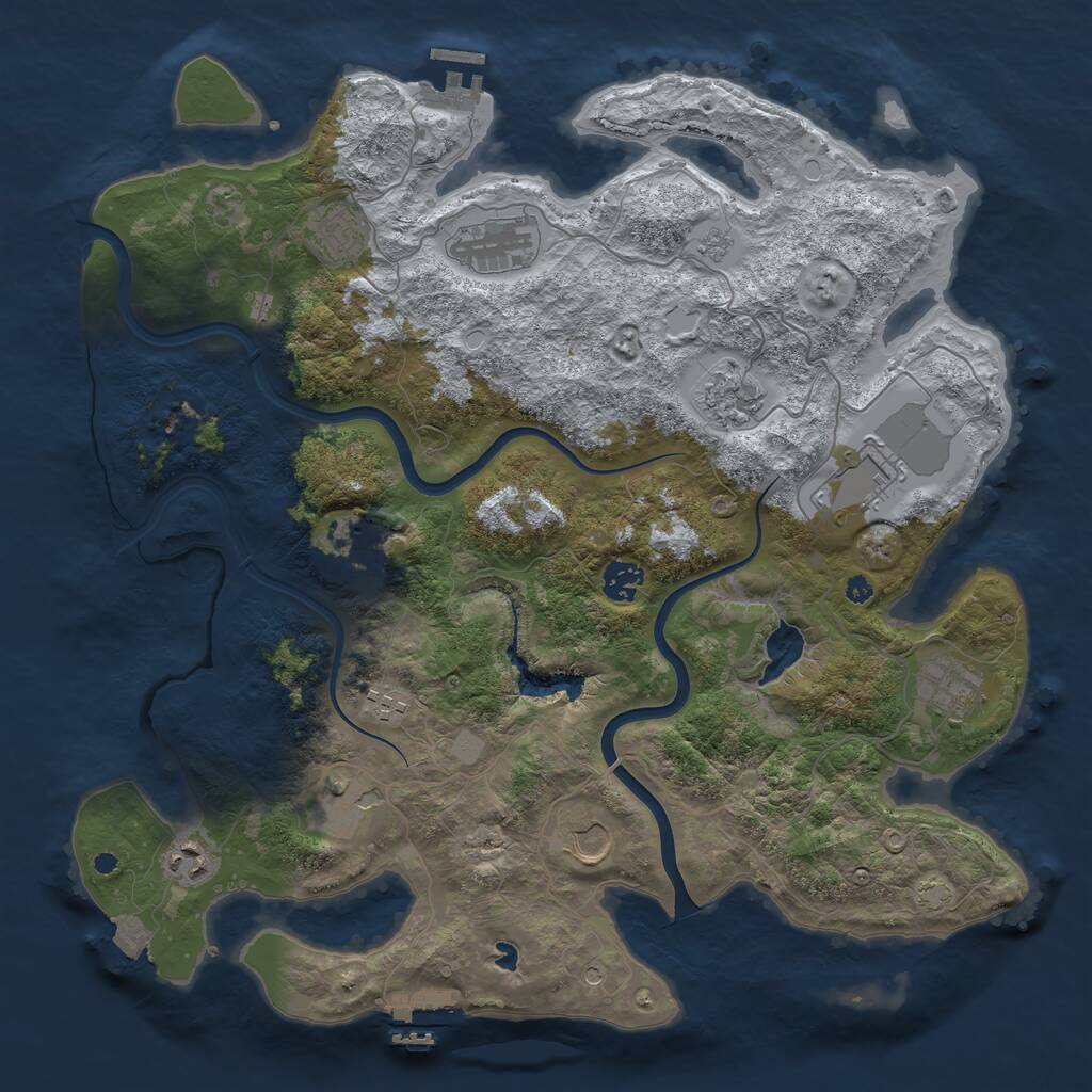 Rust Map: Procedural Map, Size: 4000, Seed: 3310813, 19 Monuments