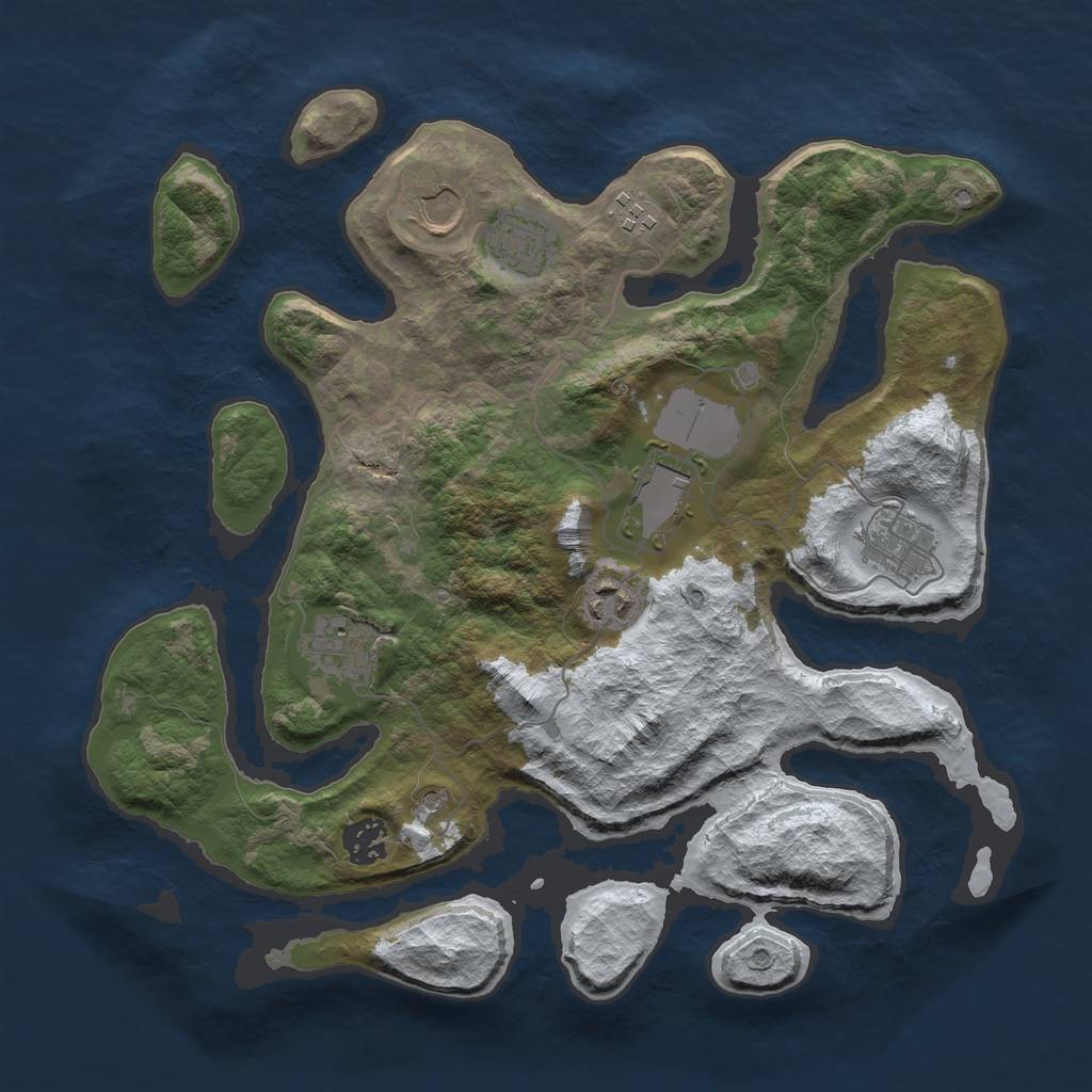 Rust Map: Barren, Size: 3500, Seed: 5615721, 11 Monuments