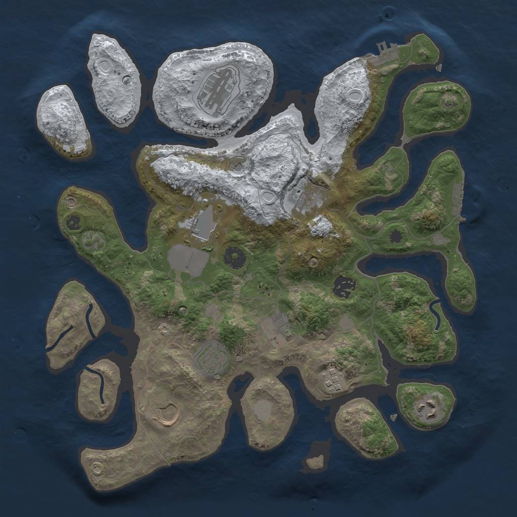 Rust Map: Procedural Map, Size: 3500, Seed: 1101461977, 17 Monuments