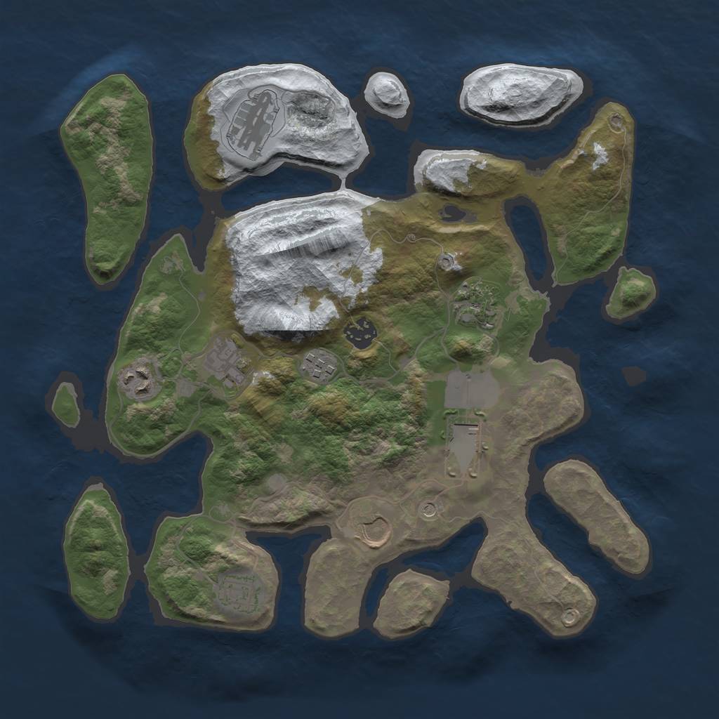 Rust Map: Barren, Size: 3500, Seed: 349138, 12 Monuments
