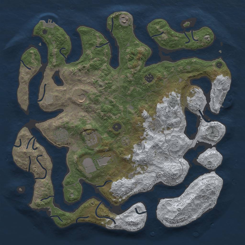 Rust Map: Procedural Map, Size: 4250, Seed: 106787293, 17 Monuments