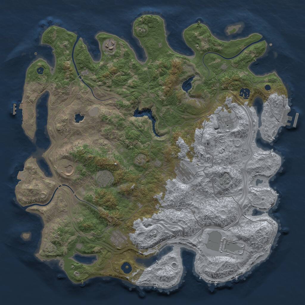 Rust Map: Procedural Map, Size: 4250, Seed: 106787293, 14 Monuments