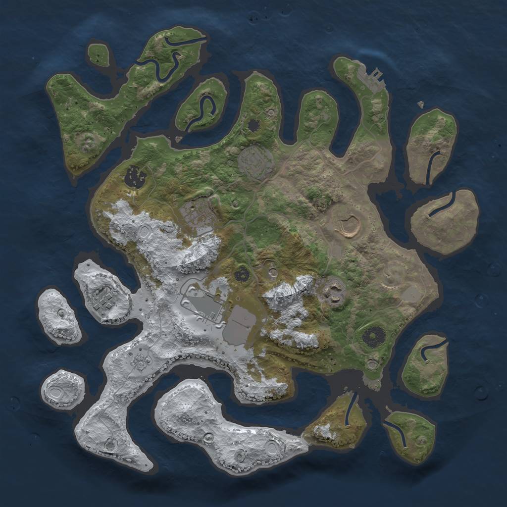 Rust Map: Procedural Map, Size: 3500, Seed: 388604439, 15 Monuments