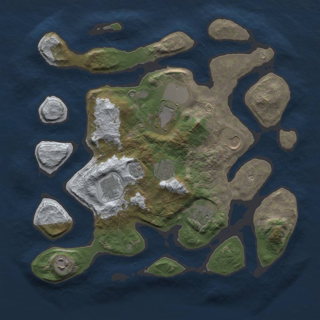 Rust Map: Barren, Size: 3500, Seed: 4958258, 10 Monuments