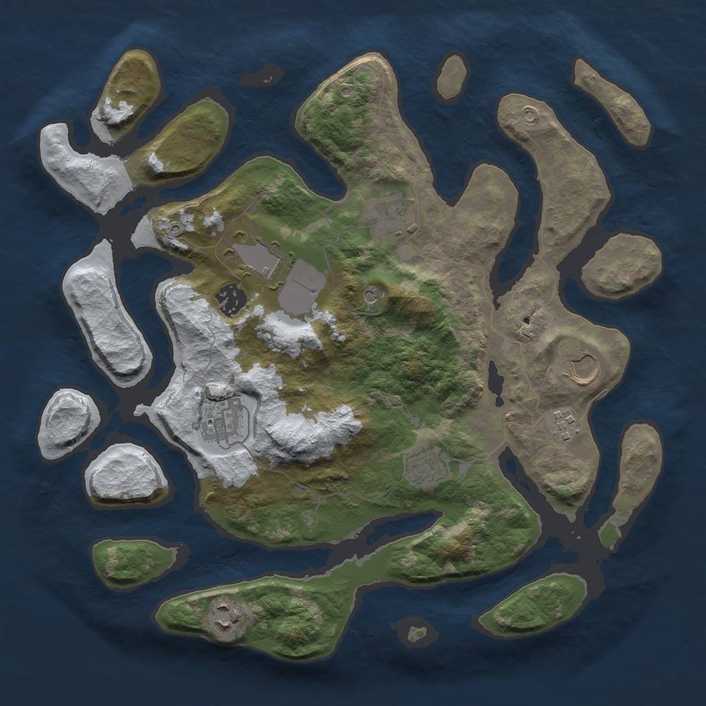 Rust Map: Barren, Size: 3500, Seed: 189114, 11 Monuments