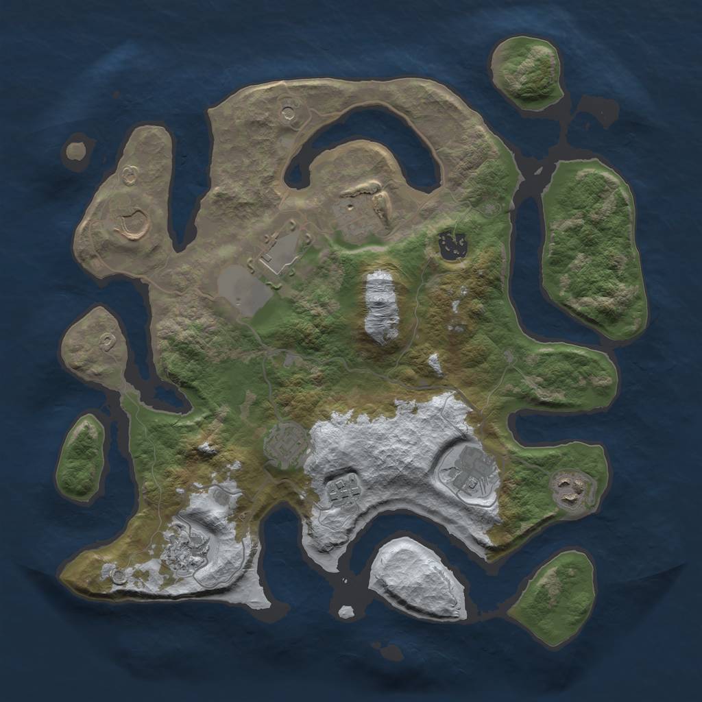 Rust Map: Barren, Size: 3500, Seed: 4676928, 12 Monuments