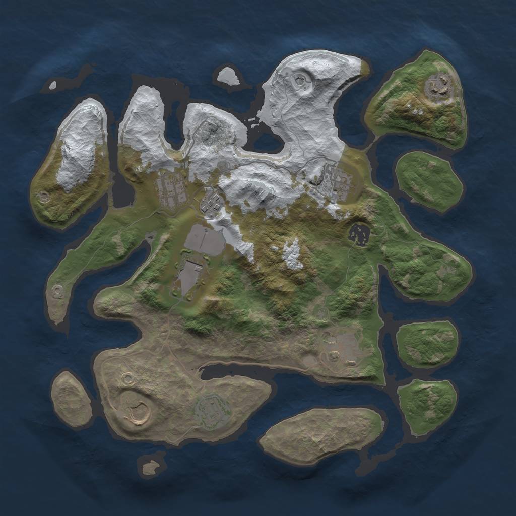 Rust Map: Barren, Size: 3500, Seed: 5868227, 12 Monuments