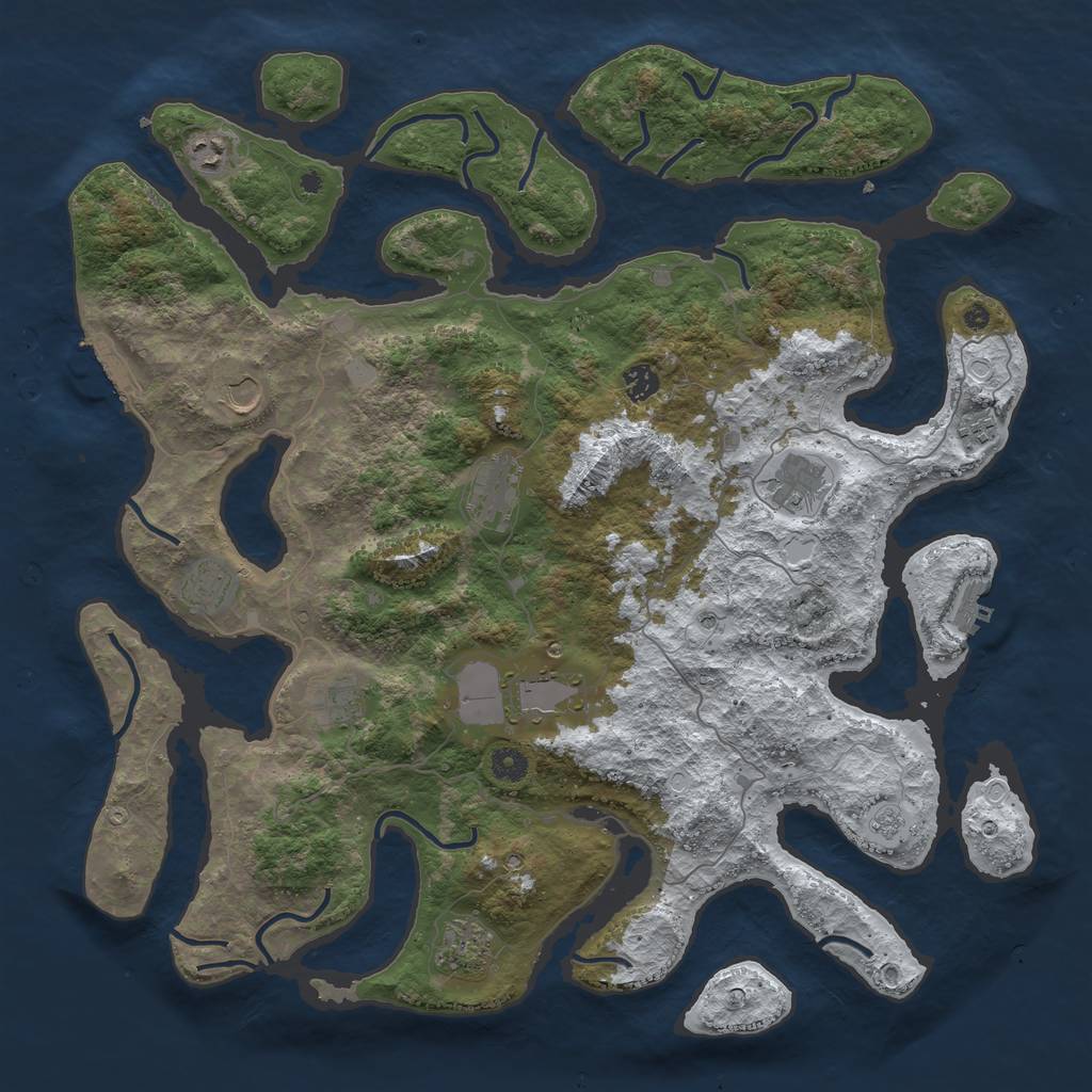 Rust Map: Procedural Map, Size: 4500, Seed: 4697406, 19 Monuments