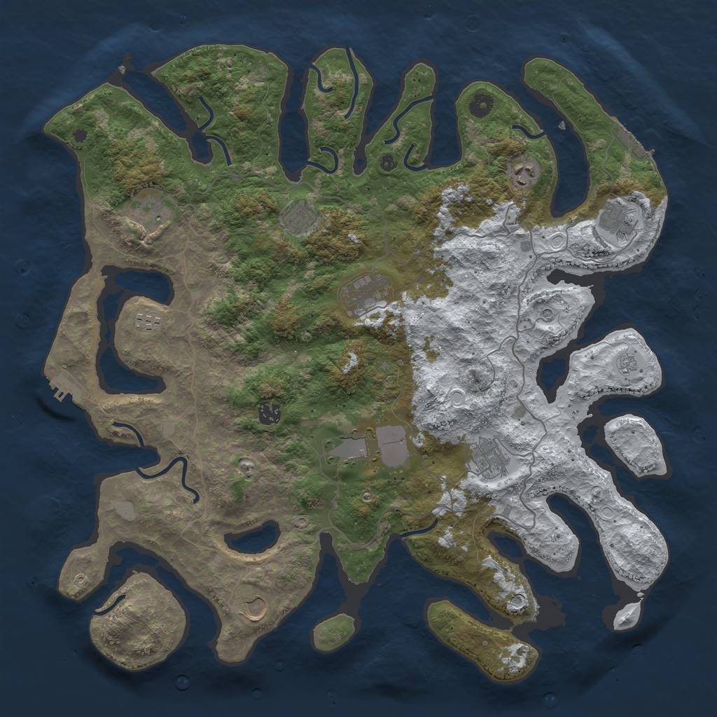 Rust Map: Procedural Map, Size: 4500, Seed: 5428340, 19 Monuments