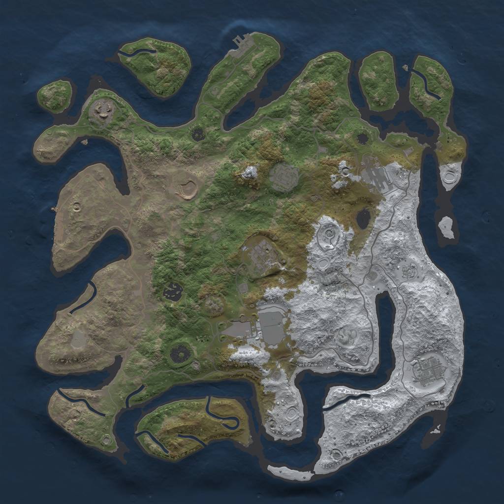 Rust Map: Procedural Map, Size: 4000, Seed: 5905968, 17 Monuments
