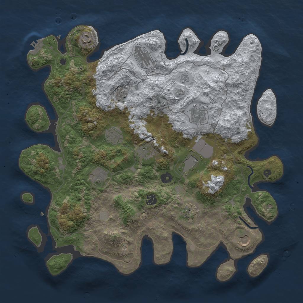 Rust Map: Procedural Map, Size: 4000, Seed: 4728001, 19 Monuments