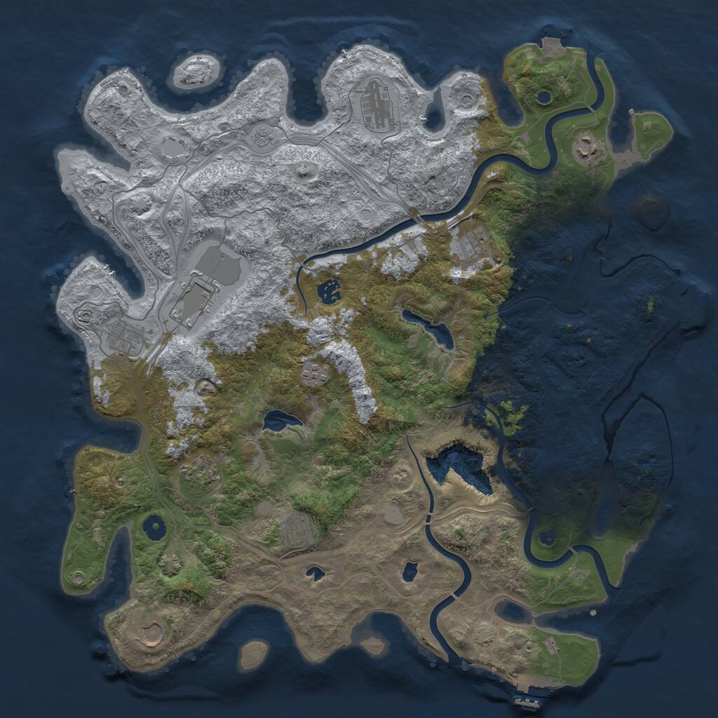 Rust Map: Procedural Map, Size: 4500, Seed: 6115544, 16 Monuments