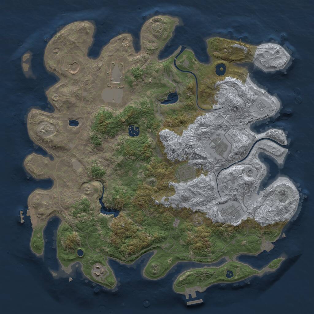 Rust Map: Procedural Map, Size: 4000, Seed: 5640210, 13 Monuments