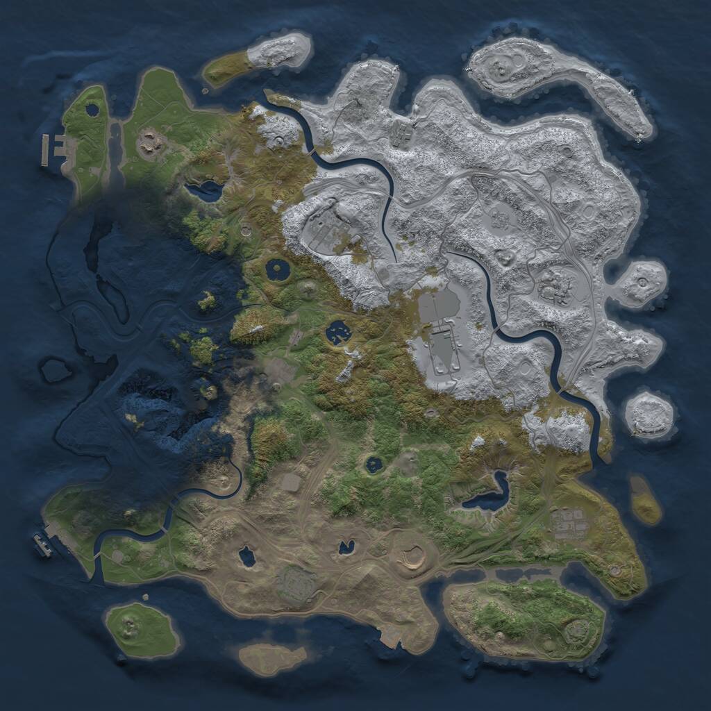 Rust Map: Procedural Map, Size: 4500, Seed: 906078, 16 Monuments