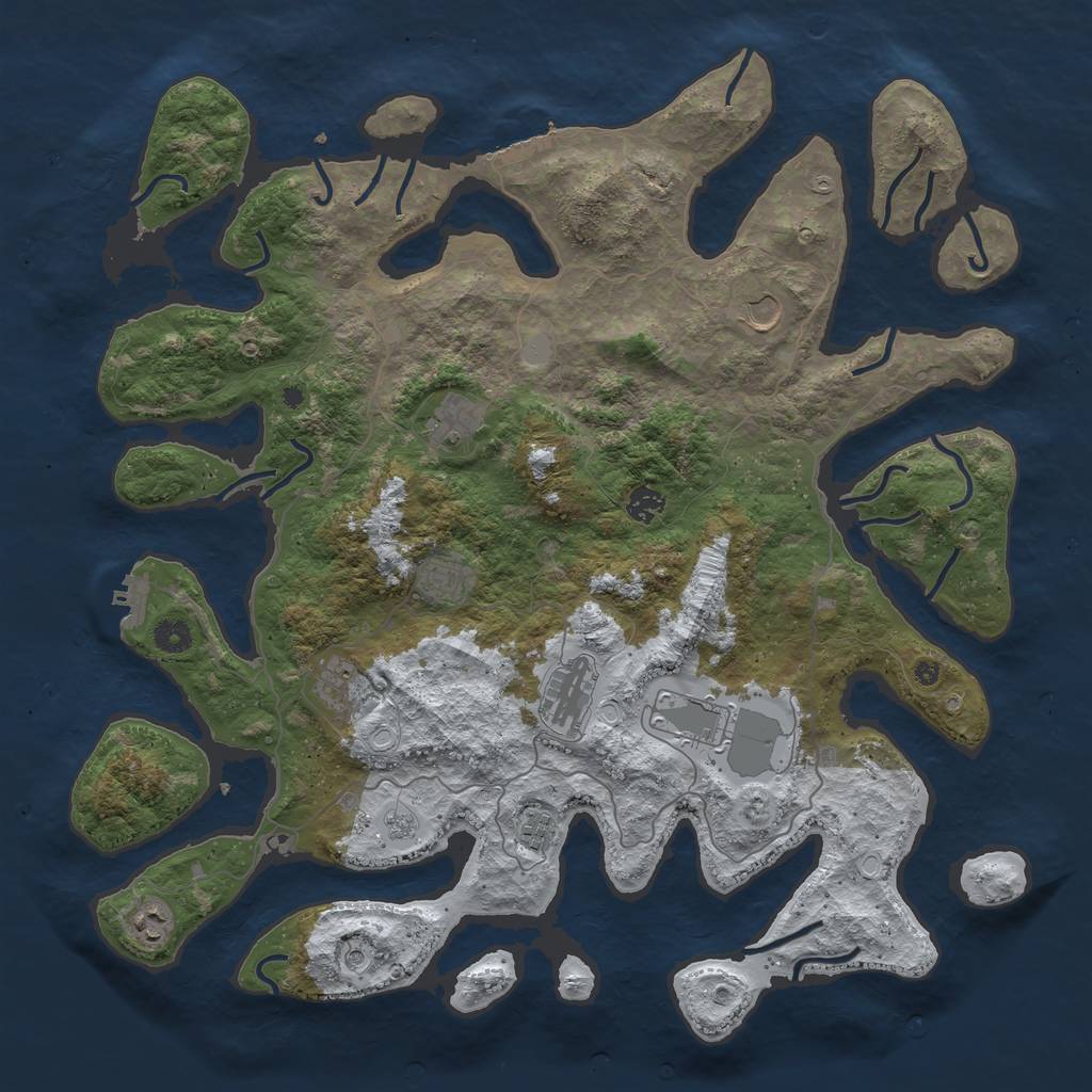 Rust Map: Procedural Map, Size: 4500, Seed: 349417, 18 Monuments