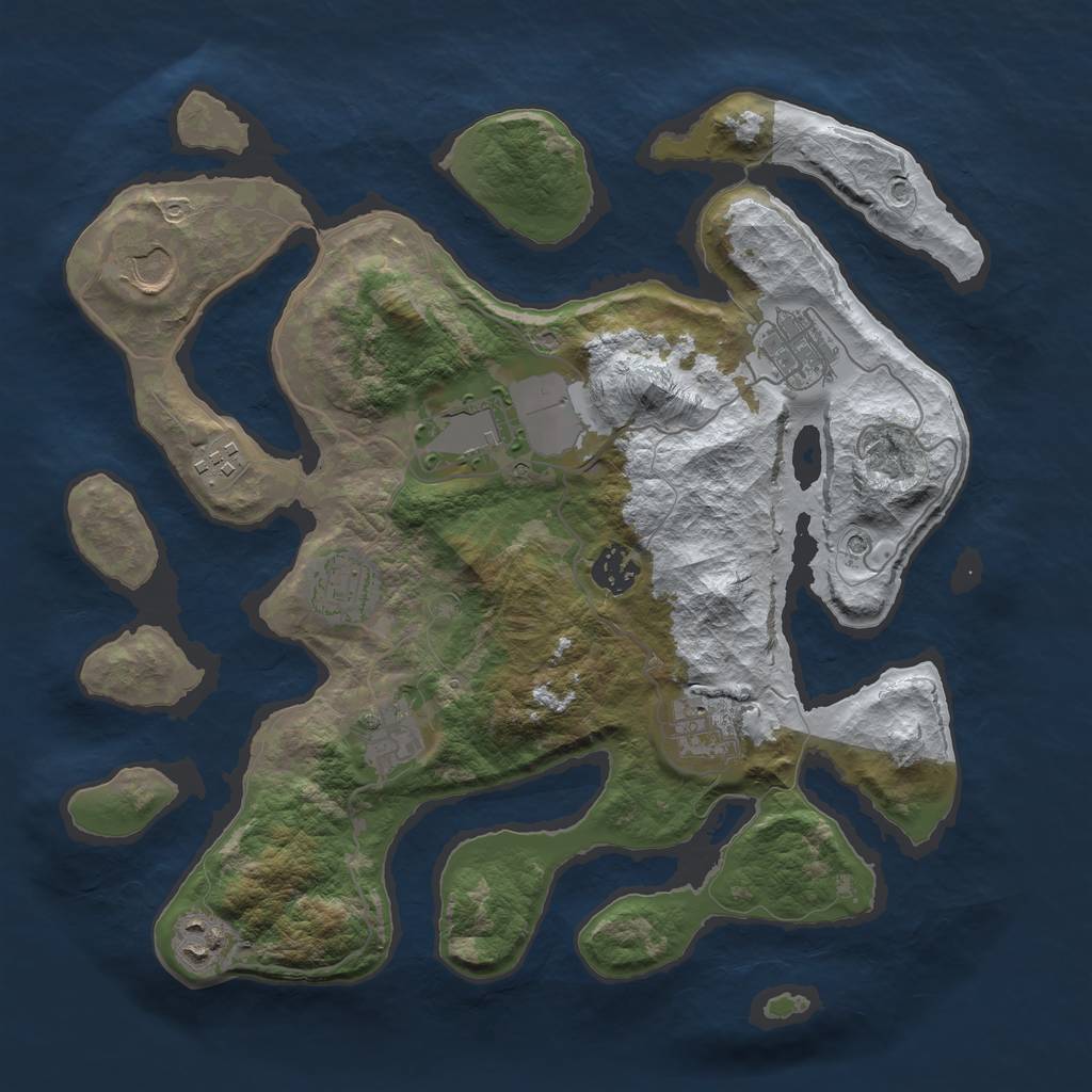 Rust Map: Barren, Size: 3500, Seed: 2439699, 12 Monuments