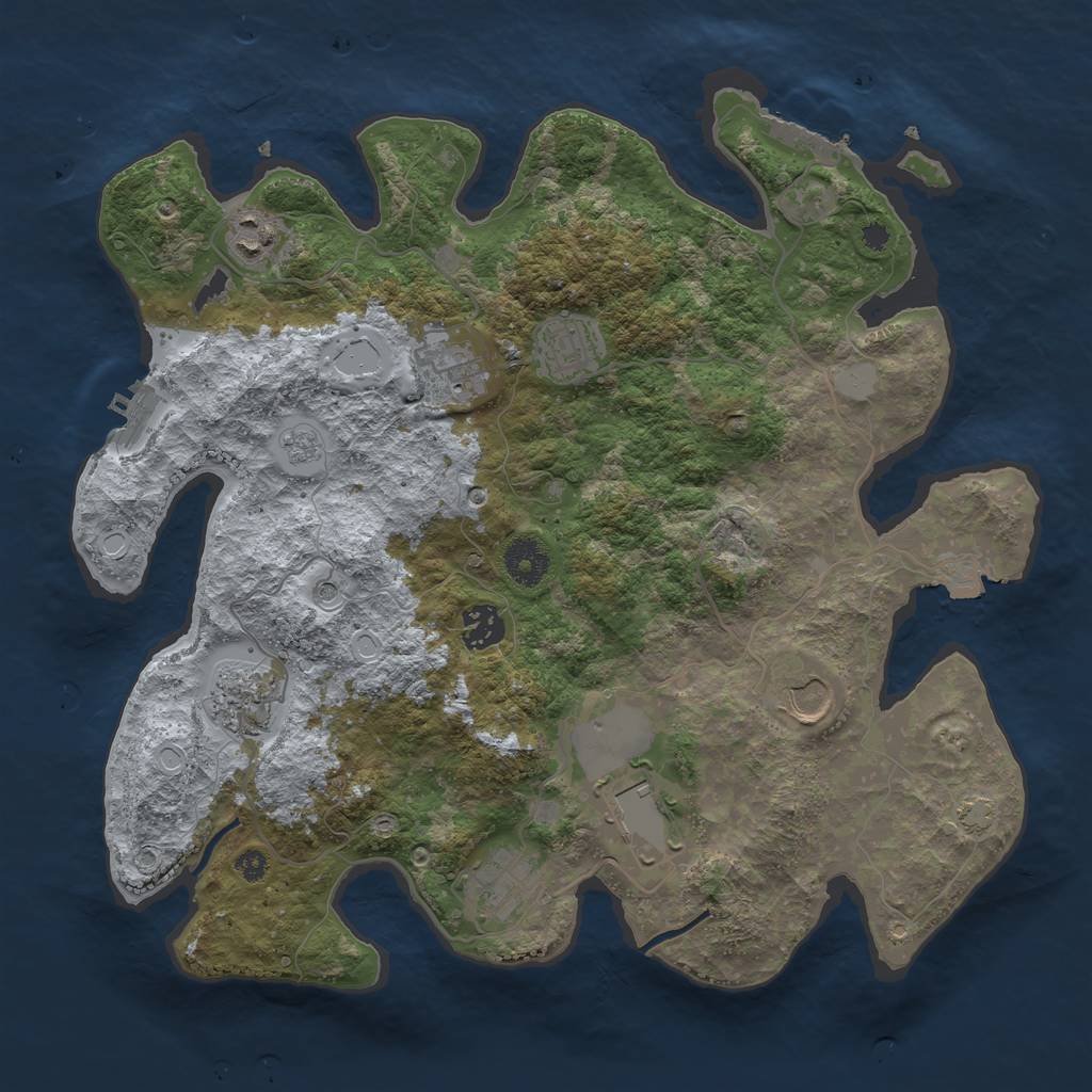 Rust Map: Procedural Map, Size: 3600, Seed: 4872278, 16 Monuments