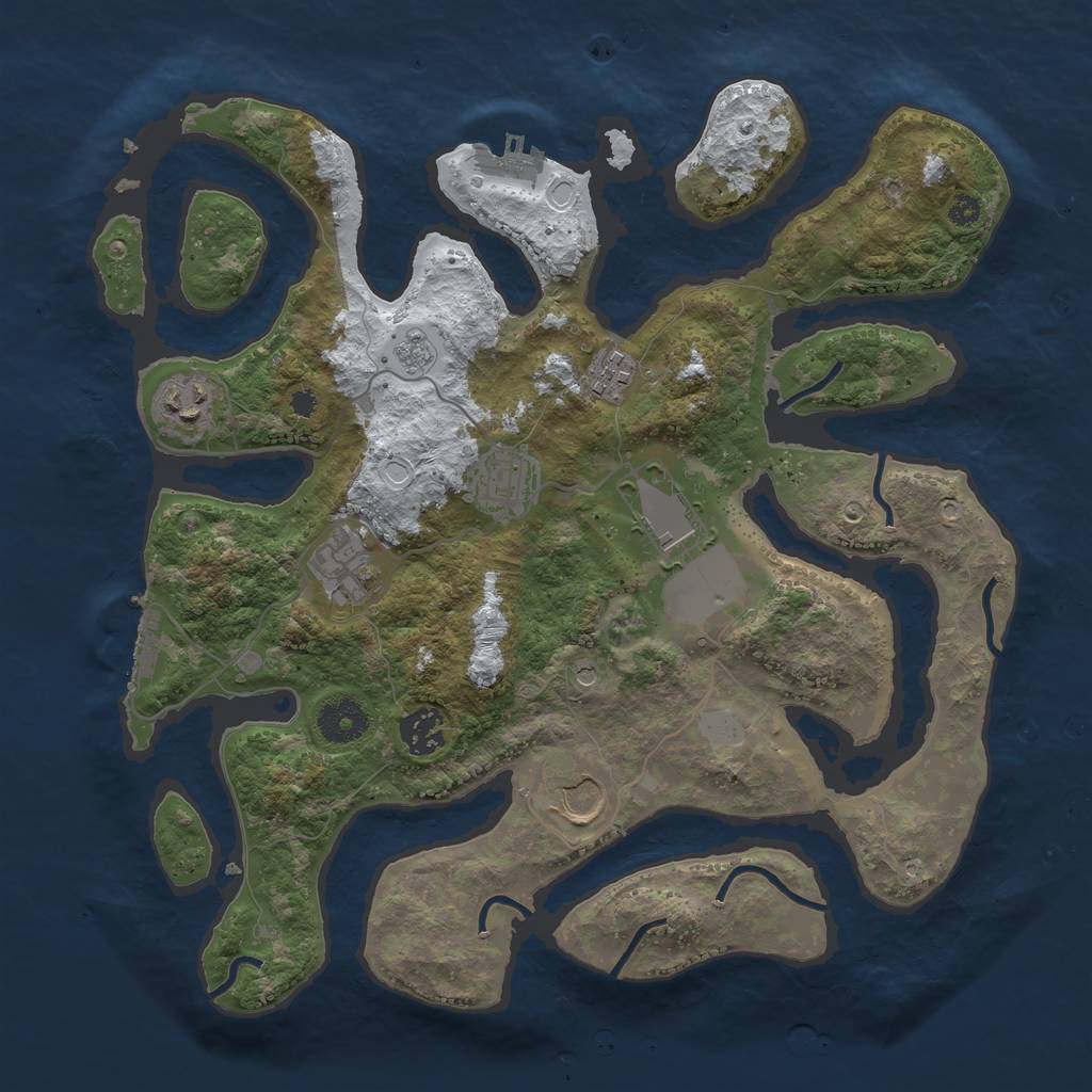 Rust Map: Procedural Map, Size: 3500, Seed: 4551736, 16 Monuments