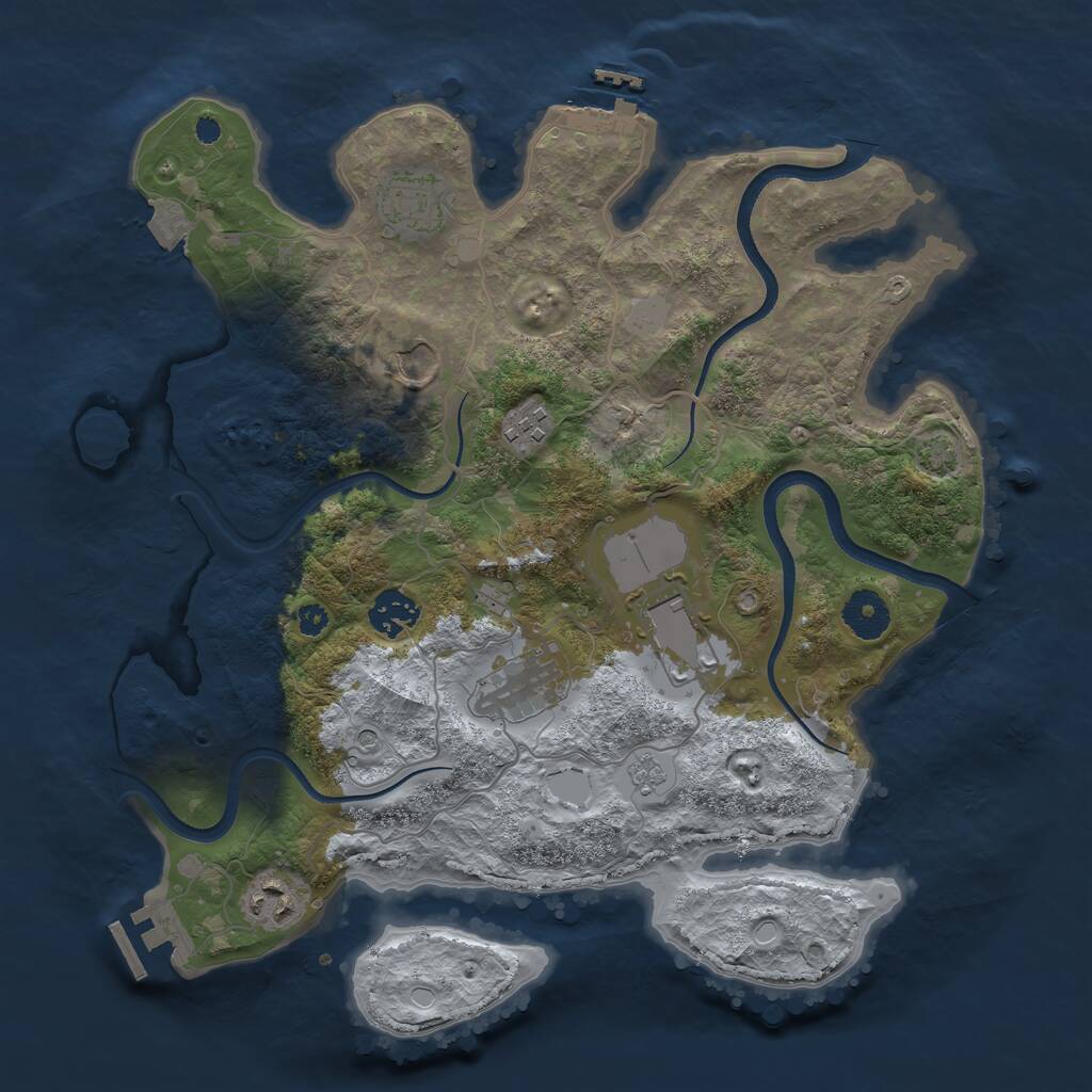Rust Map: Procedural Map, Size: 3500, Seed: 3387434, 13 Monuments