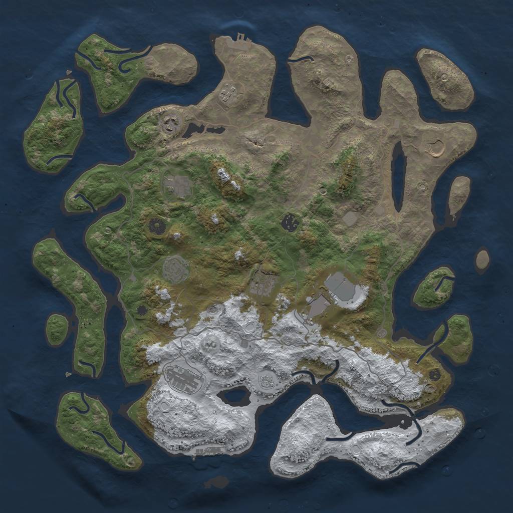 Rust Map: Procedural Map, Size: 4500, Seed: 1394127, 18 Monuments