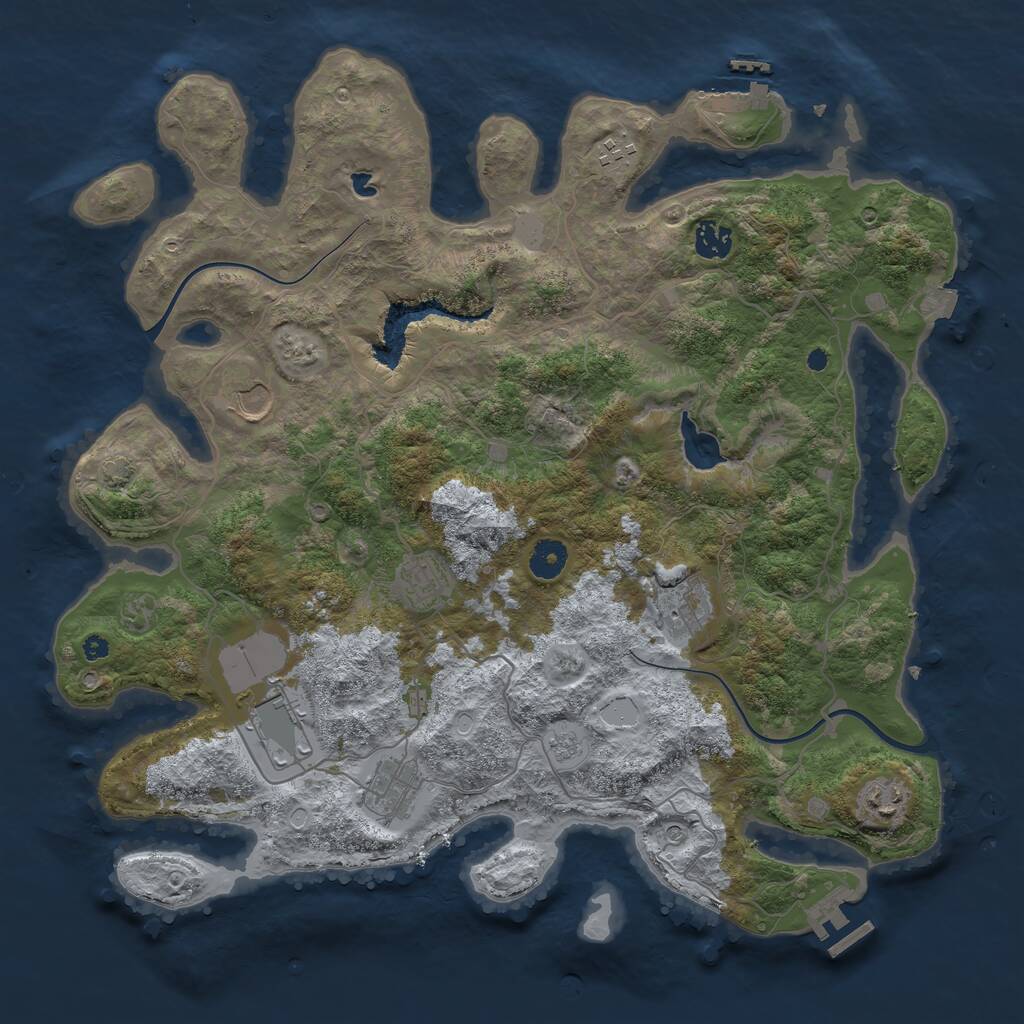 Rust Map: Procedural Map, Size: 4000, Seed: 935735, 14 Monuments