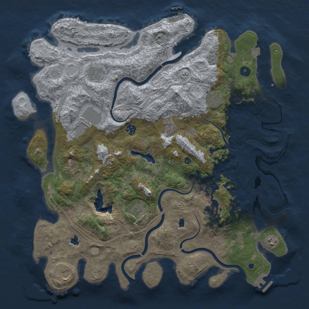 Rust Map: Procedural Map, Size: 4500, Seed: 3955141, 17 Monuments