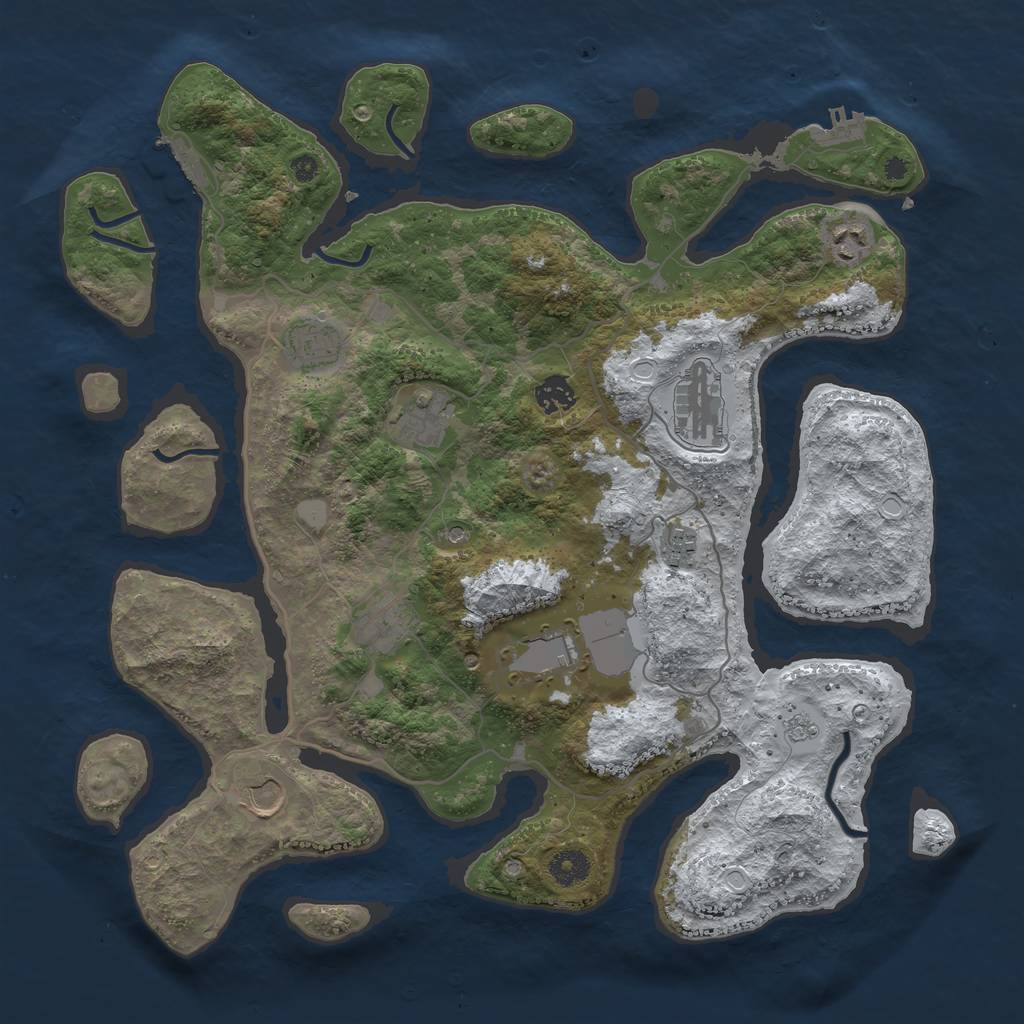 Rust Map: Procedural Map, Size: 4000, Seed: 5361704, 18 Monuments