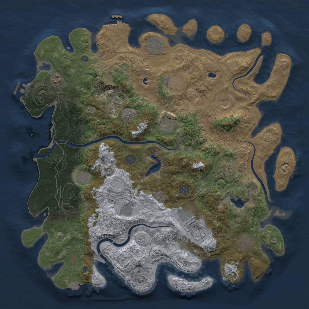 Rust Map: Procedural Map, Size: 4500, Seed: 1252697, 19 Monuments