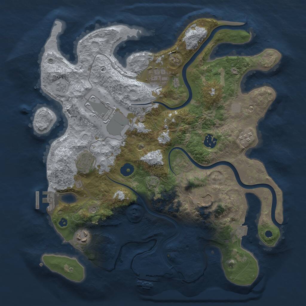 Rust Map: Procedural Map, Size: 3500, Seed: 2758104, 13 Monuments