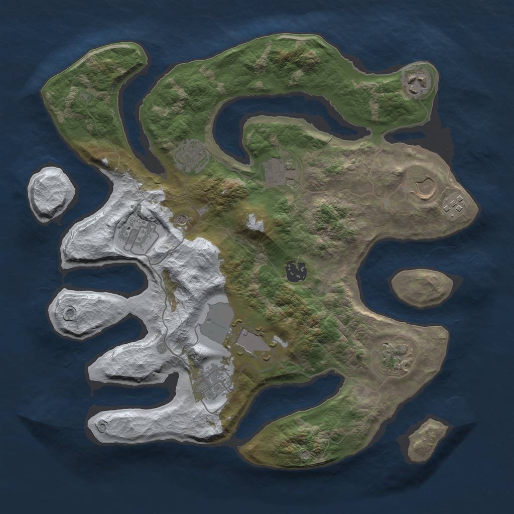 Rust Map: Barren, Size: 3500, Seed: 1576744, 13 Monuments