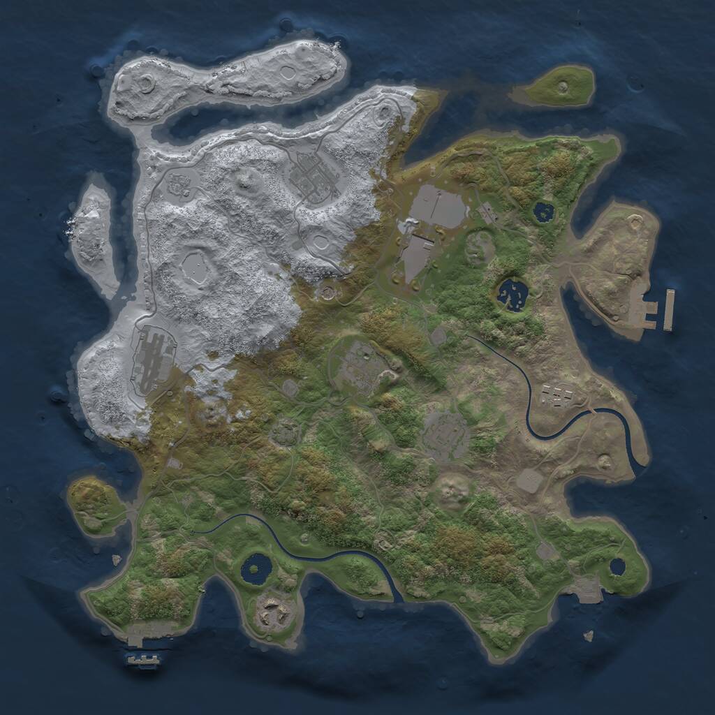Rust Map: Procedural Map, Size: 3500, Seed: 2330249, 14 Monuments