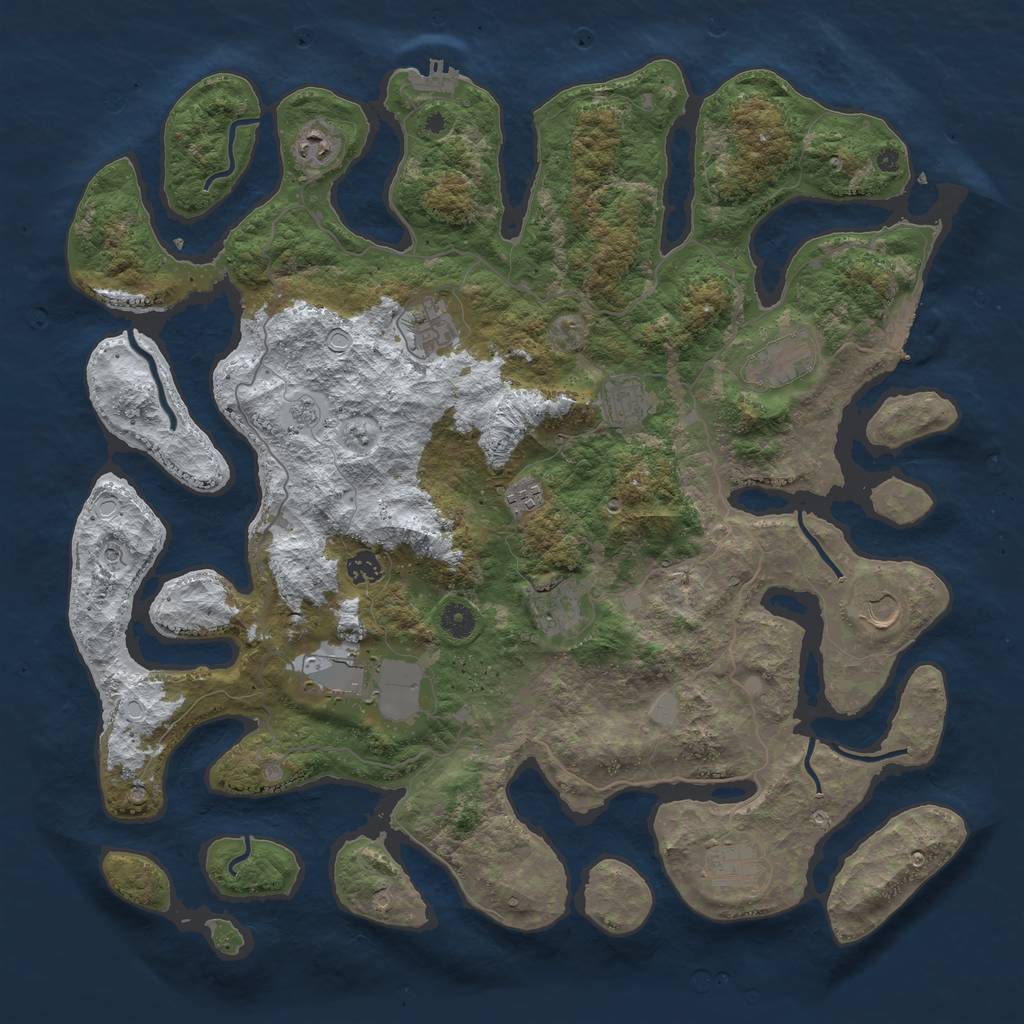 Rust Map: Procedural Map, Size: 4500, Seed: 3688906, 19 Monuments