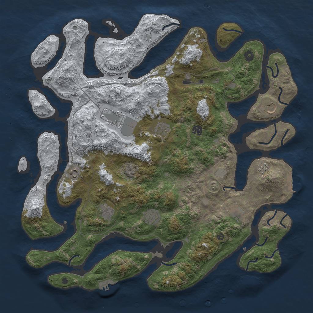 Rust Map: Procedural Map, Size: 4500, Seed: 2488761, 18 Monuments