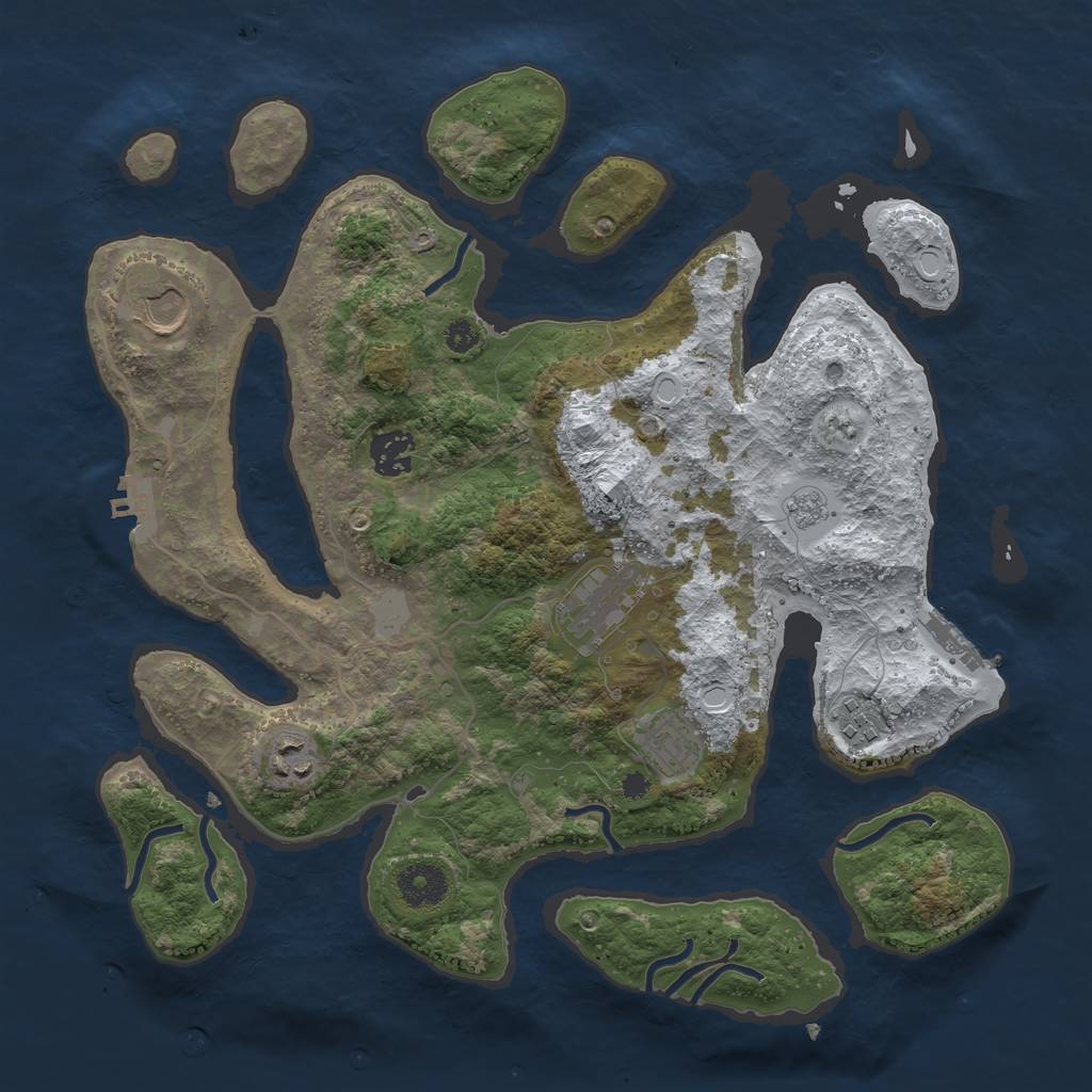 Rust Map: Procedural Map, Size: 3500, Seed: 4308373, 14 Monuments