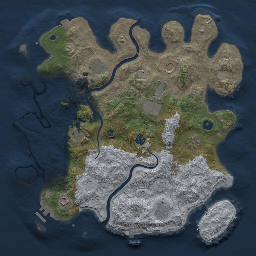 Rust Map: Procedural Map, Size: 3800, Seed: 1948, 15 Monuments