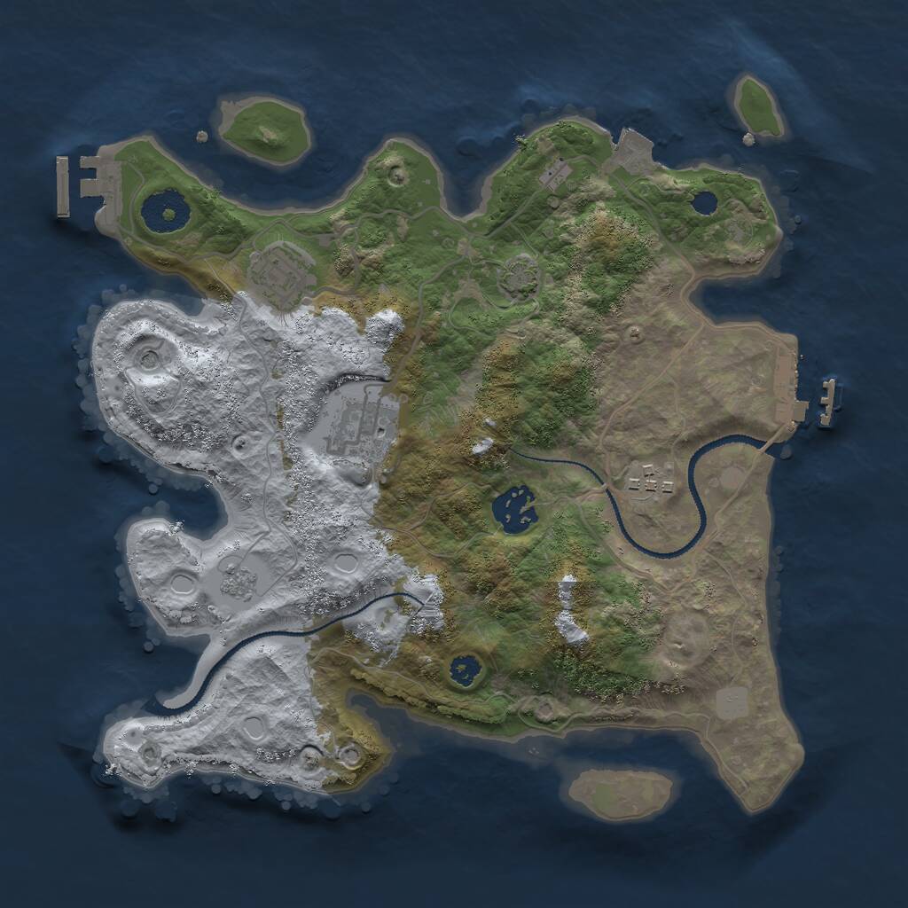 Rust Map: Procedural Map, Size: 3000, Seed: 1907755250, 10 Monuments
