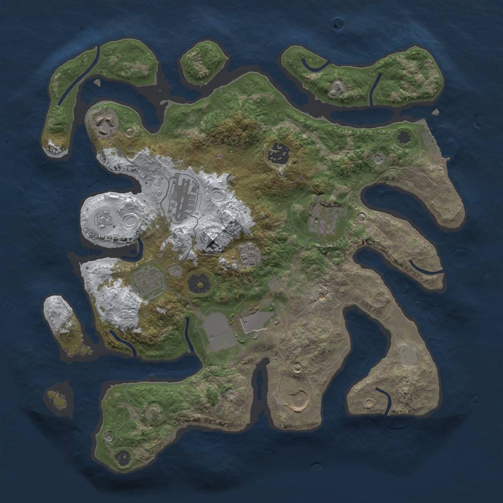 Rust Map: Procedural Map, Size: 3500, Seed: 4476104, 16 Monuments
