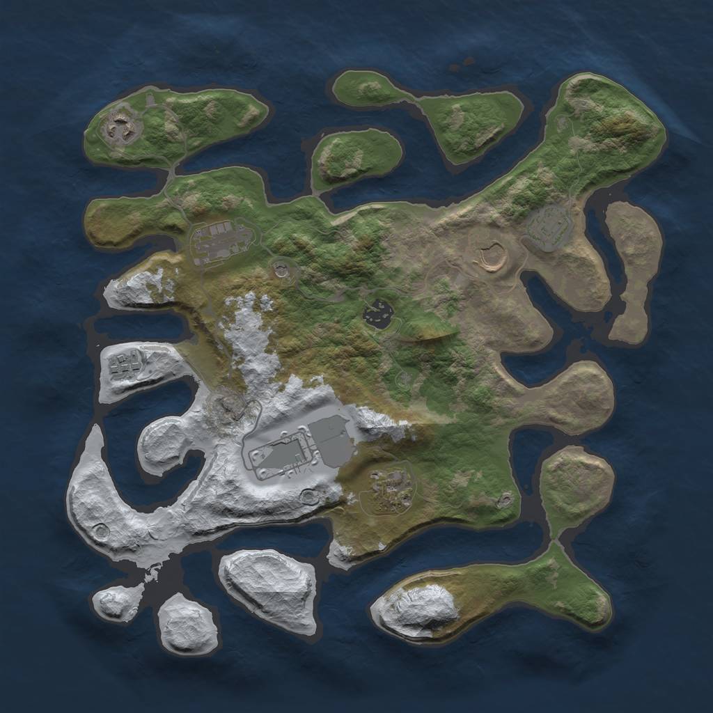 Rust Map: Barren, Size: 3700, Seed: 1989505015, 11 Monuments