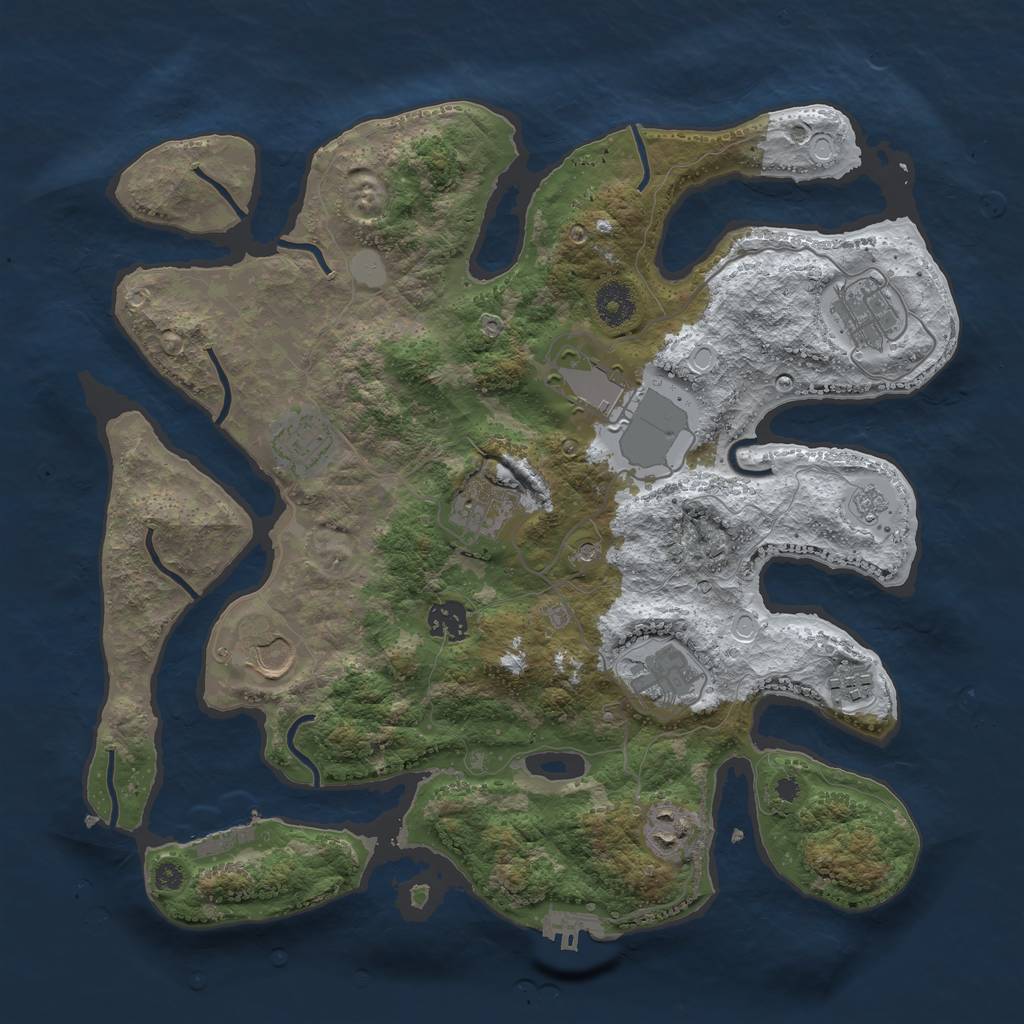 Rust Map: Procedural Map, Size: 3700, Seed: 1345429090, 18 Monuments