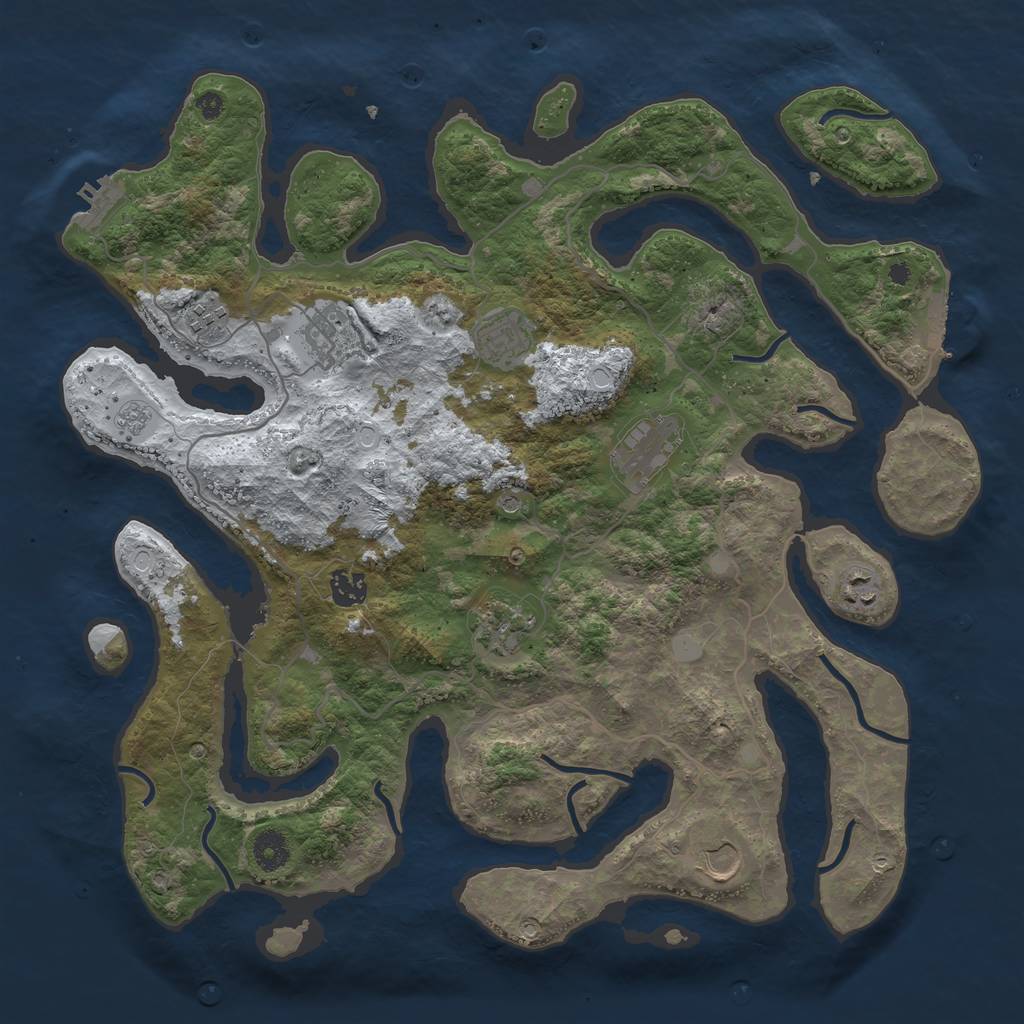 Rust Map: Procedural Map, Size: 4000, Seed: 2172580, 17 Monuments