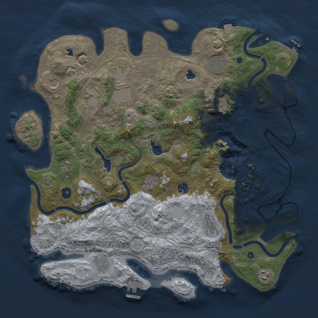 Rust Map: Procedural Map, Size: 4500, Seed: 6236599, 17 Monuments