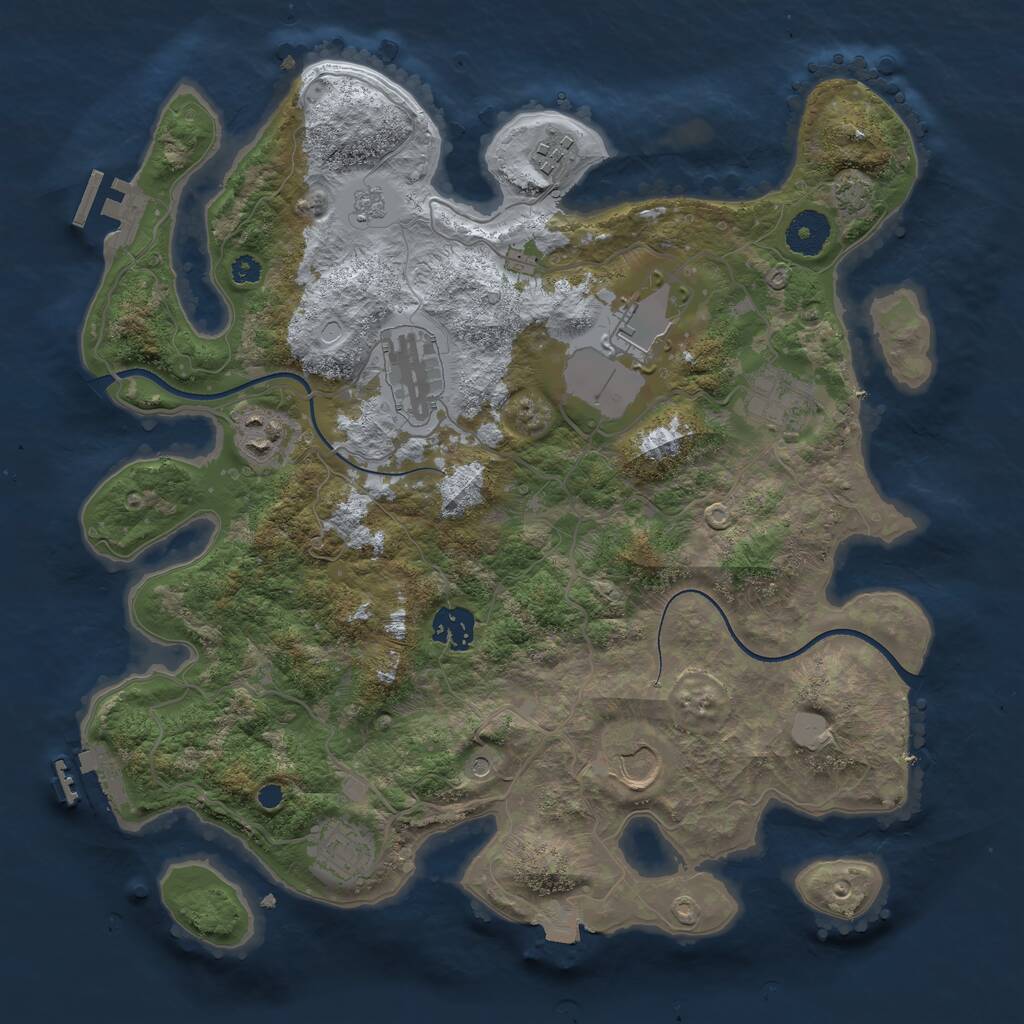 Rust Map: Procedural Map, Size: 3500, Seed: 21183027, 14 Monuments