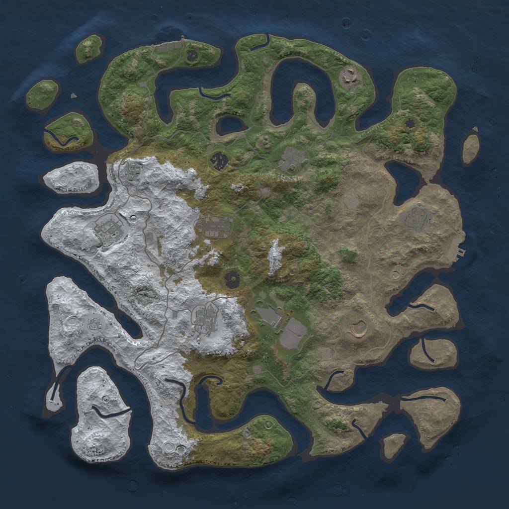Rust Map: Procedural Map, Size: 4500, Seed: 2323791, 19 Monuments