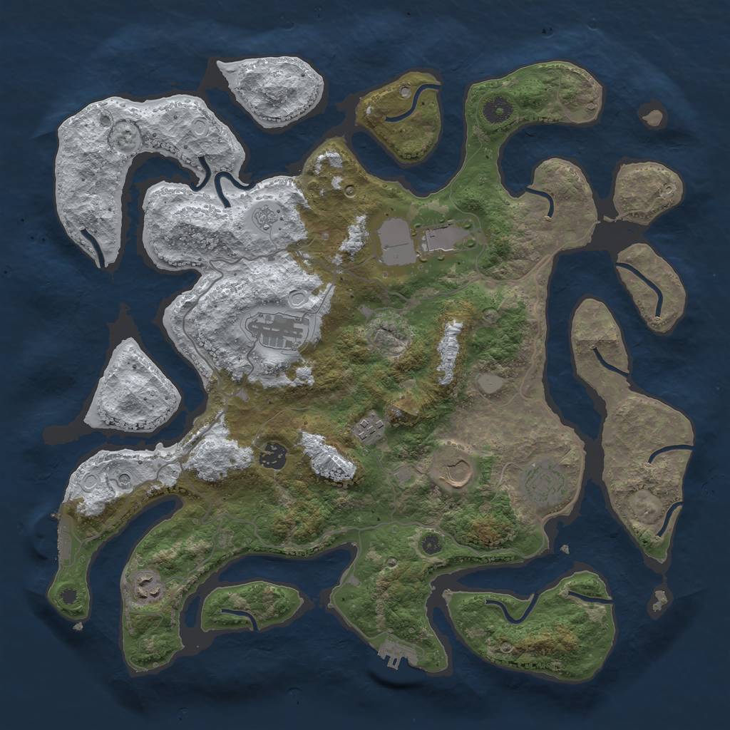 Rust Map: Procedural Map, Size: 4000, Seed: 3785847, 16 Monuments
