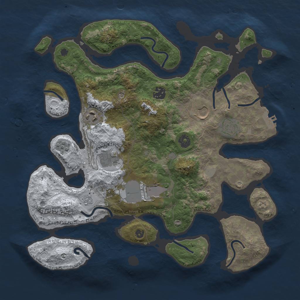Rust Map: Procedural Map, Size: 3550, Seed: 1855633, 15 Monuments
