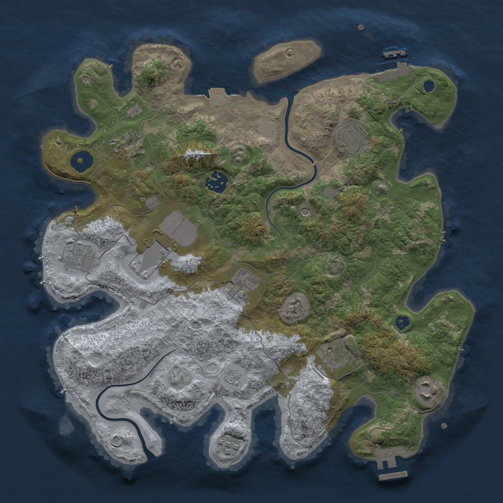 Rust Map: Procedural Map, Size: 3550, Seed: 850189, 15 Monuments