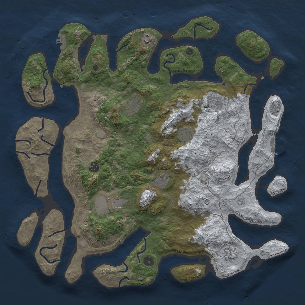 Rust Map: Procedural Map, Size: 4500, Seed: 4893711, 18 Monuments