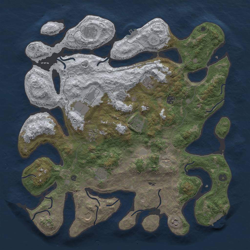 Rust Map: Procedural Map, Size: 4500, Seed: 3605427, 19 Monuments