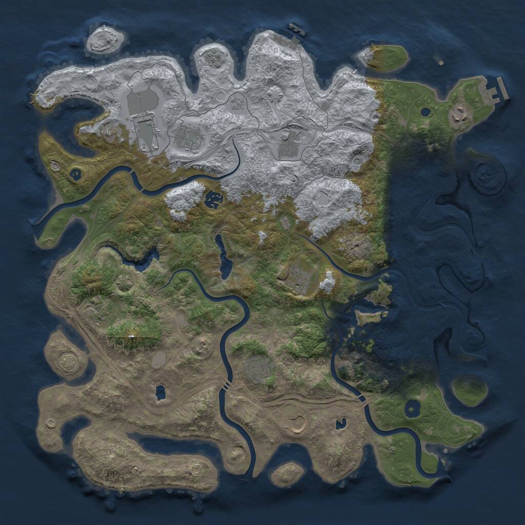 Rust Map: Procedural Map, Size: 4500, Seed: 781574, 16 Monuments